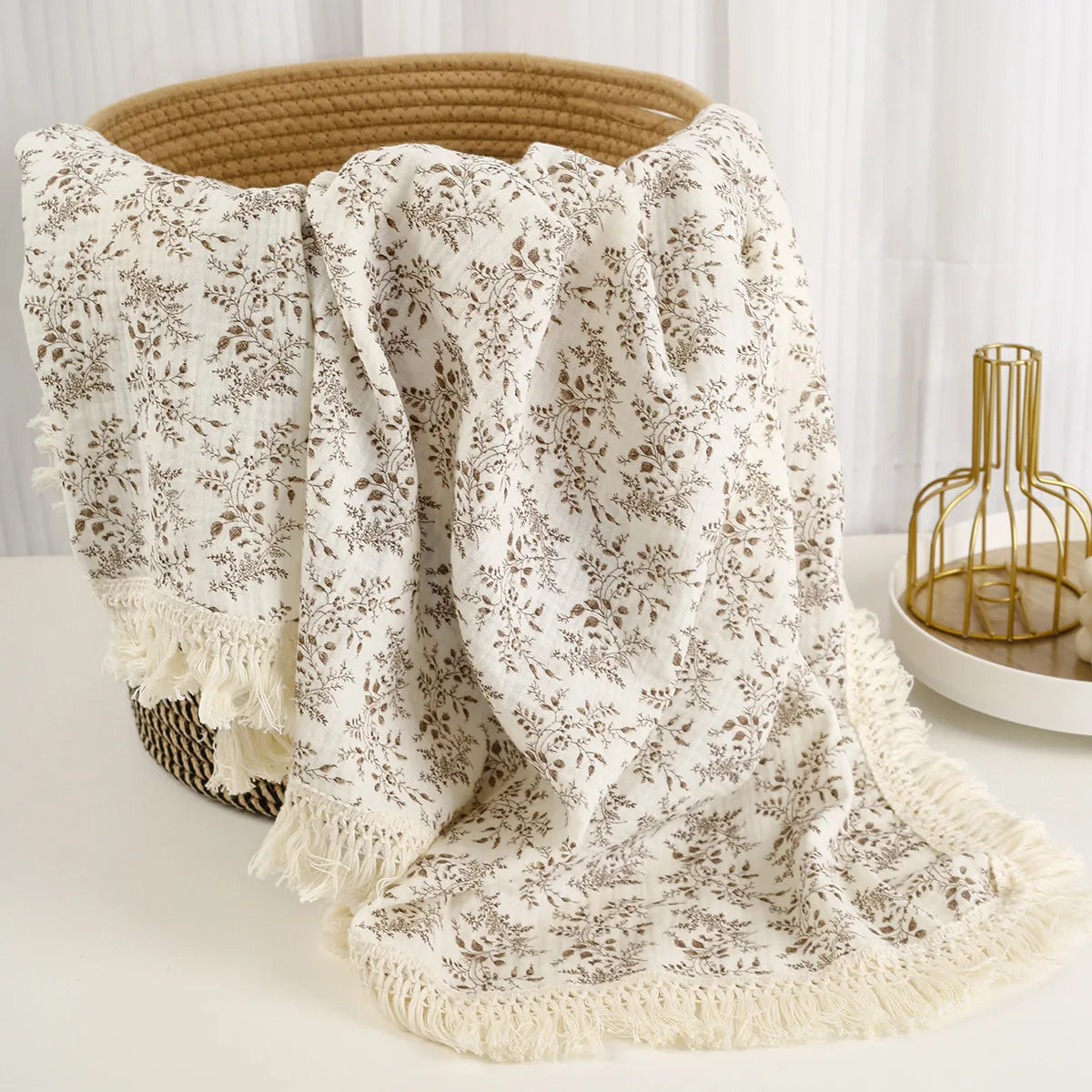 Decke Musselin mit Fransen